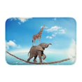 thumbnail image 1 of Salouo Elephant Giraffe Pattern Outdoor Indoor Sturdy Doormats 16’’×24’’, Anti Fatigue Soft Flannel Thick Door Mat,Non-Slip Rectangle Rug Cushion, 1 of 4