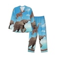 thumbnail image 1 of Salouo Elephant Giraffe Print Button-Front Long Sleeve Pajama Set for Men, Soft 2Pjs Men's Long Sleeve Sleepwear-XX-Large, 1 of 7