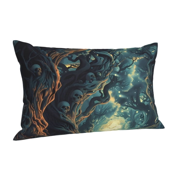 Salouo Enchanted Forest Skull Path Pattern Pillow Cases,1PC Pillow Covers with Envelope Closure Decorative Pillow Case for Bed Couch,Pillows Not Included-20"x30"
