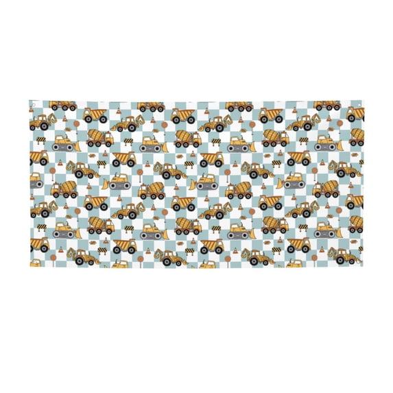 Salouo Excavator Pattern Holiday Banner Outside Party Decoration Banner (1PC) Festival Supplies Fit for Birthday Parties & Celebrations & Chrismas-Small