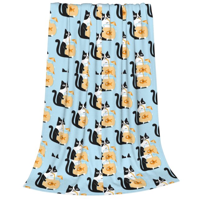 Salouo FUNNY CAT IS DRINKING WATER Print Bed Blankets,Flannel Blanket
