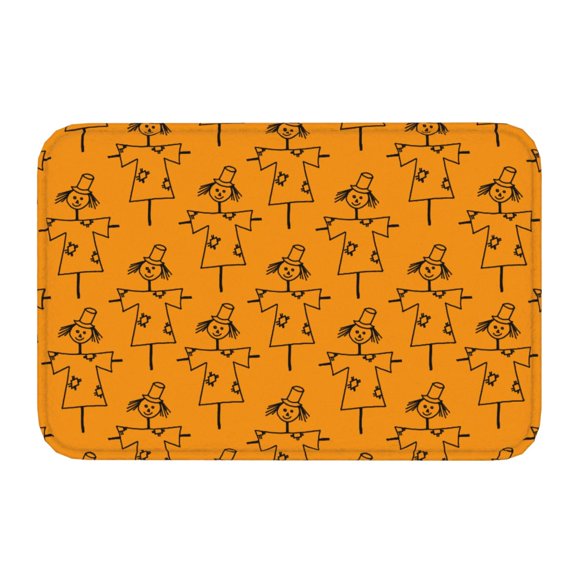 Salouo Fall Cute Simple Scarecrow Pattern Outdoor Indoor Sturdy Doormats 1624, Anti Fatigue Soft Flannel Thick Door Mat,Non-Slip Rectangle Rug Cushion