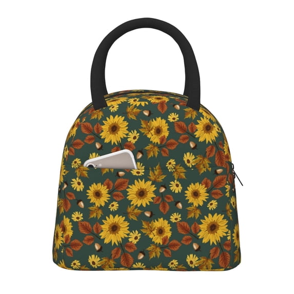 Salouo Fall Daisy Leaf Nuts for Insulated Lunch Bag for Women/Men - Leakproof Cooler Tote Bag Organizer - Reusable Lunch Box for Office Picnic Hiking Beach-One Size