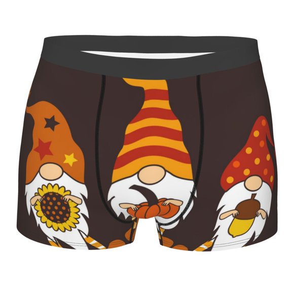 Salouo Fall Gnomes Print Men's Boxer Briefs,Breathable Underwear Elastic Waistband Briefs for Men -Small