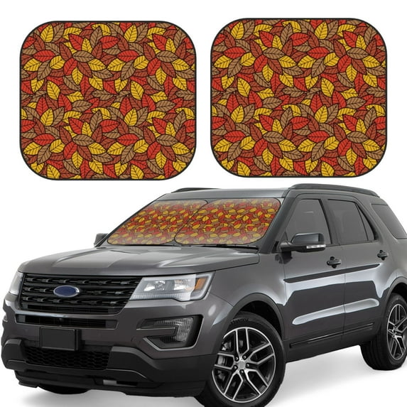 Salouo Fall Leaves Pattern Car Windshield Sun Shade Foldable | Front Windshield Shade for Sun, Heat and UV Rays | Interior Sun Protection-Small