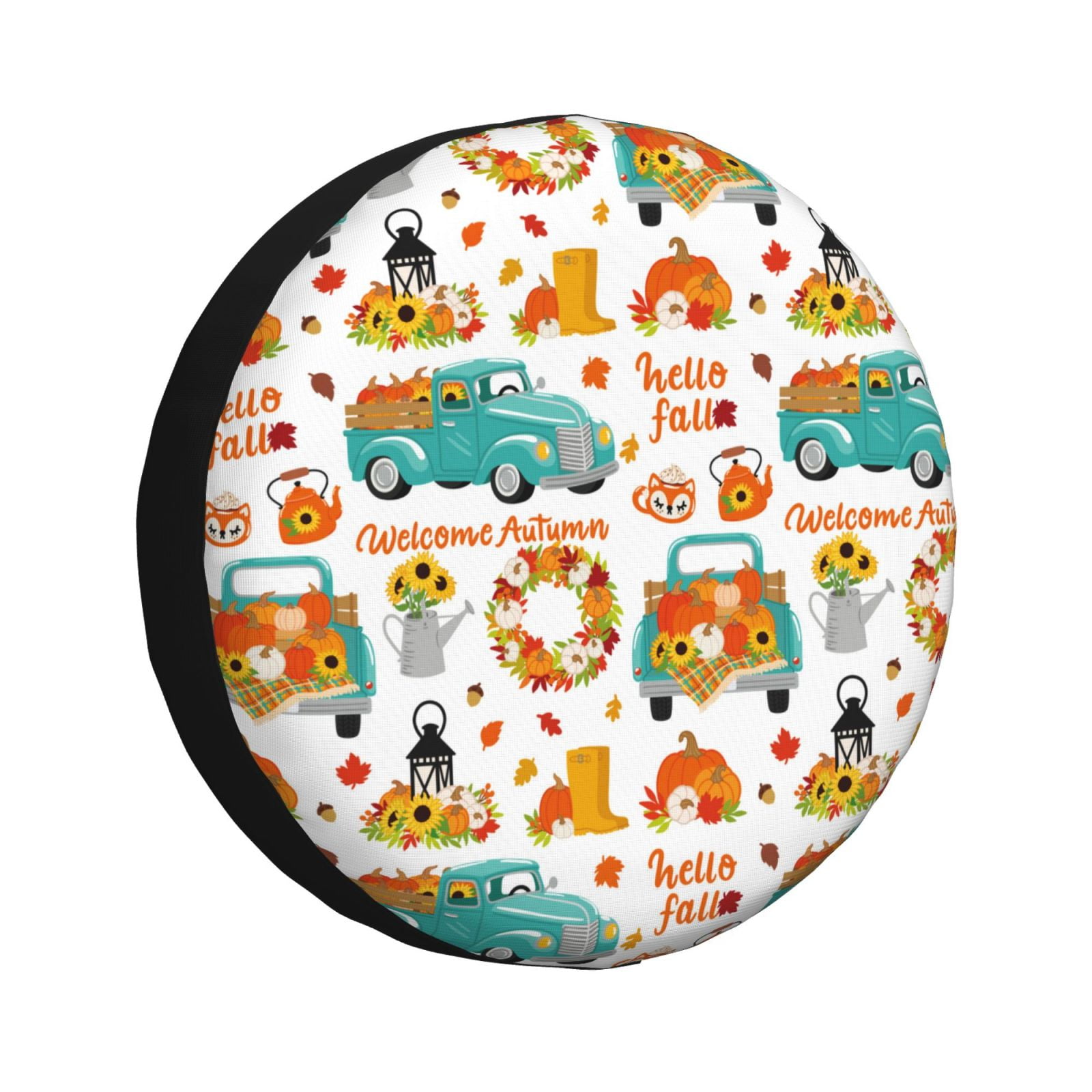 Salouo Fall Pumpkins And Sunflowers Print Spare Tire Cover 1417 inch
