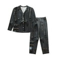thumbnail image 1 of Salouo Fantasy Medieval Weaponry Pattern Women's Pajamas Set Long Sleeve Button Down Sleepwear Soft Pj Lounge Sets for women 2 Piece Pjs Set with Long Pants-Large, 1 of 7