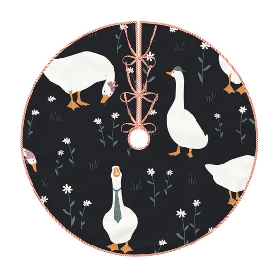 Salouo Fashionable Goose Christmas Tree Skirt 30" Farmhouse Christmas Decorations Snowman Xmas Tree Skirt Tree Mat for Holiday Party Decor