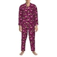 thumbnail image 1 of Salouo Festive Flamingos Print Button-Front Long Sleeve Pajama Set for Men, Soft 2Pjs Men's Long Sleeve Sleepwear -XX-Large, 1 of 7