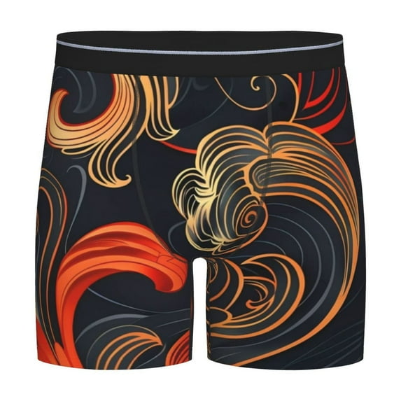 Salouo Fiery Floral Pattern Pattern Men's Boxer Briefs, Soft & Breathable Underwear Elastic Waistband Briefs for Men,1-Pack
