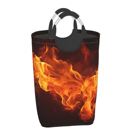 Salouo Fiery Orange Flames Energy for Dirty Clothes Hamper,Extra Large Hamper Basket Bin 1-Pack Big Laundry Baskets with Handles Laundry Hampers Fits for Bedroom & Living Room