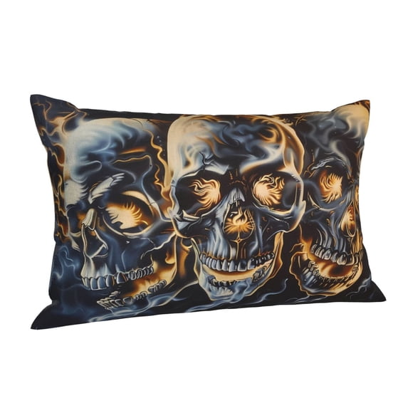 Salouo Fiery Skull Trio Pattern Pillow Cases,1PC Pillow Covers with Envelope Closure Decorative Pillow Case for Bed Couch,Pillows Not Included-14"x20"