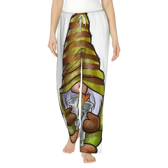 Salouo Fishing Gnome Fisherman Print Women's Pajama Pants Casual Loose Sweatpants PJs Flowy Pants Drawstring Palazzo for Women Wide Leg Pants Lounge Pajama -XX-Large