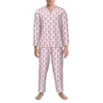 thumbnail image 1 of Salouo Flamingo On Checkered Print Button-Front Long Sleeve Pajama Set for Men, Soft 2Pjs Men's Long Sleeve Sleepwear -Medium, 1 of 7