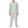 thumbnail image 1 of Salouo Flora Daisy Cactus Print Button-Front Long Sleeve Pajama Set for Men, Soft 2Pjs Men's Long Sleeve Sleepwear -XX-Large, 1 of 7