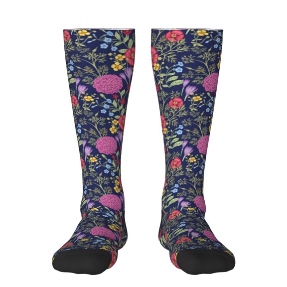 Salouo Floral Print Women's Men's Ankle Socks 1-pack Casual Athletic Socks for Unisex Adult Moisture-Wicking Socks for Daily Wear/Running/Sport