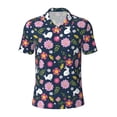 thumbnail image 1 of Salouo Floral Rabbit for Men's Short Sleeve Polo Shirts,Polo Shirts for Men Performance Short Sleeve Golf Shirt Athletic Casual Collared T-Shirt-Medium, 1 of 8
