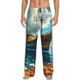 thumbnail image 1 of Salouo Floral Ship On Ocean Print Pajama Pants for Men, Lounge Pants Elastic Waistband Casual Men's sleepwear Loungewear Sleep Pajama Pant -Large, 1 of 7