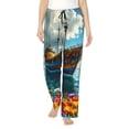 thumbnail image 1 of Salouo Floral Ship On Ocean Print Women's Pajama Pants Casual Loose Sweatpants PJs Flowy Pants Drawstring Palazzo for Women Wide Leg Pants Lounge Pajama -Large, 1 of 8
