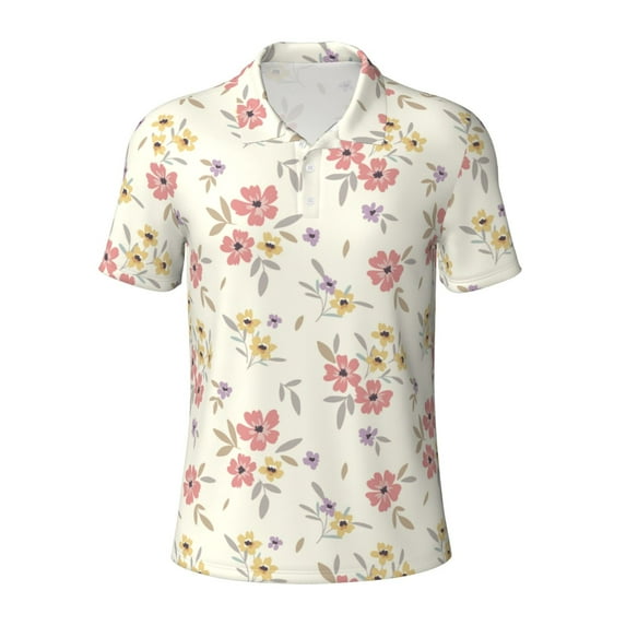 Salouo Floral for Men's Short Sleeve Polo Shirts,Polo Shirts for Men Performance Short Sleeve Golf Shirt Athletic Casual Collared T-Shirt-3X-Large