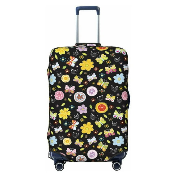 Salouo Flower Butterfly Pattern Travel Dust-proof Suitcase Cover, Softside Suitcase Protector Luggage Cover Protector for 18-32inch ,Not Included Suitcase