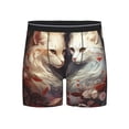thumbnail image 1 of Salouo Flower Cat Couple Pattern Men's Boxer Briefs, Soft & Breathable Underwear Elastic Waistband Briefs for Men,1-Pack, 1 of 7