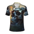 thumbnail image 1 of Salouo Flower Field Skull for Men's Short Sleeve Polo Shirts,Polo Shirts for Men Performance Short Sleeve Golf Shirt Athletic Casual Collared T-Shirt-Small, 1 of 8