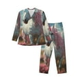 thumbnail image 1 of Salouo Flower White Horse (2) Print Button-Front Long Sleeve Pajama Set for Men, Soft 2Pjs Men's Long Sleeve Sleepwear-XX-Large, 1 of 7