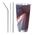 thumbnail image 1 of Salouo Flower White Horse Print 20oz Tumbler with Lid,Stainless Steel Vacuum Insulated Tumbler Durable Insulated Coffee Mug Thermal Cup with Splash Proof Sliding Lid-Straw Three-piece Set, 1 of 8