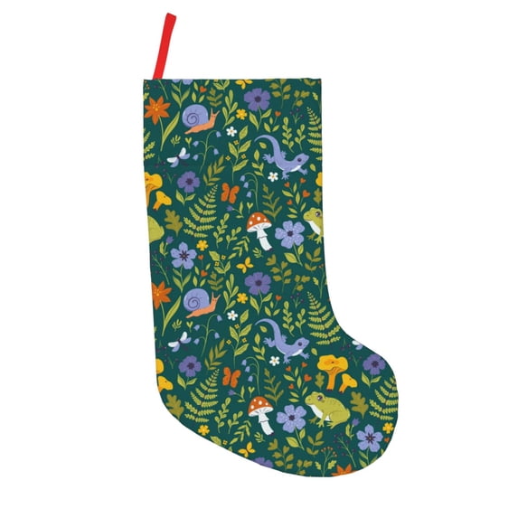 Salouo Forest Flora And Fauna Print Christmas Decorations Stockings 1 Pack 18'' Xmas Stockings Holiday Stocking Personalized Farmhouse Decor for Home Family Party Tree