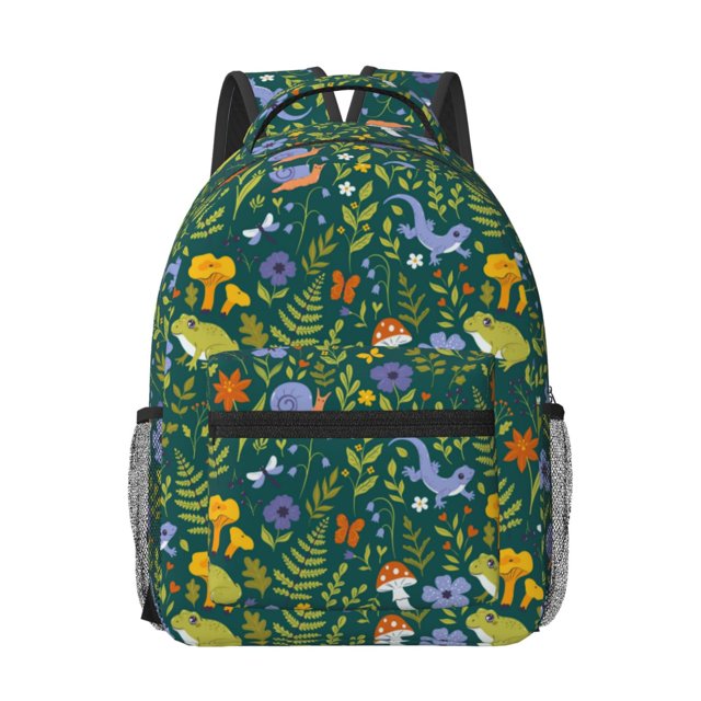 Salouo Forest Flora And Fauna Print Laptop Backpack 16.5'' Daypack