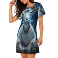 thumbnail image 1 of Salouo Forest Meditating Goat Print Short Sleeve Sleepshirt for Womens Comfy Nightgown Scoopneck Cute Nightdress Ruffle -Small, 1 of 7