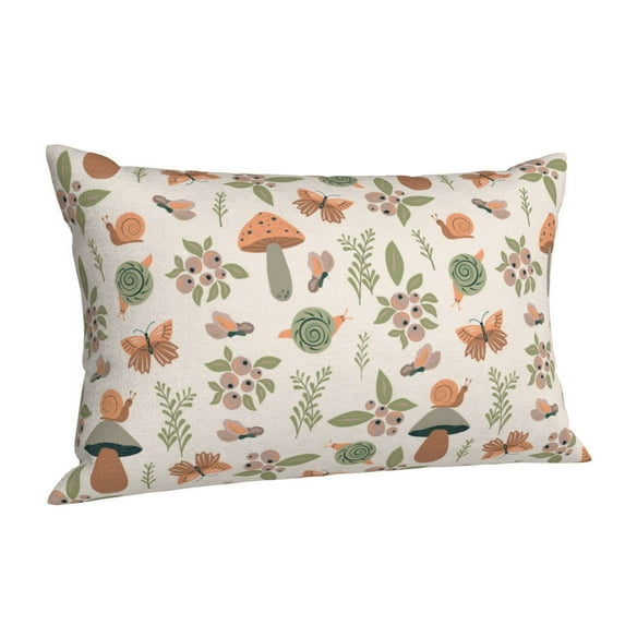 Salouo Forest Mushrooms Insects Pattern Pillow Cases,1PC Pillow Covers with Envelope Closure Decorative Pillow Case for Bed Couch,Pillows Not Included-16"x24"