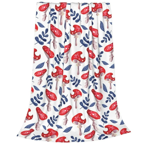 Salouo Forest Mushrooms1 Print Bed Blankets,Flannel Blanket Comfortable Air Conditioning Blanket Lightweight Blanket for Sofa Bed Travel & Couch -60"x50"