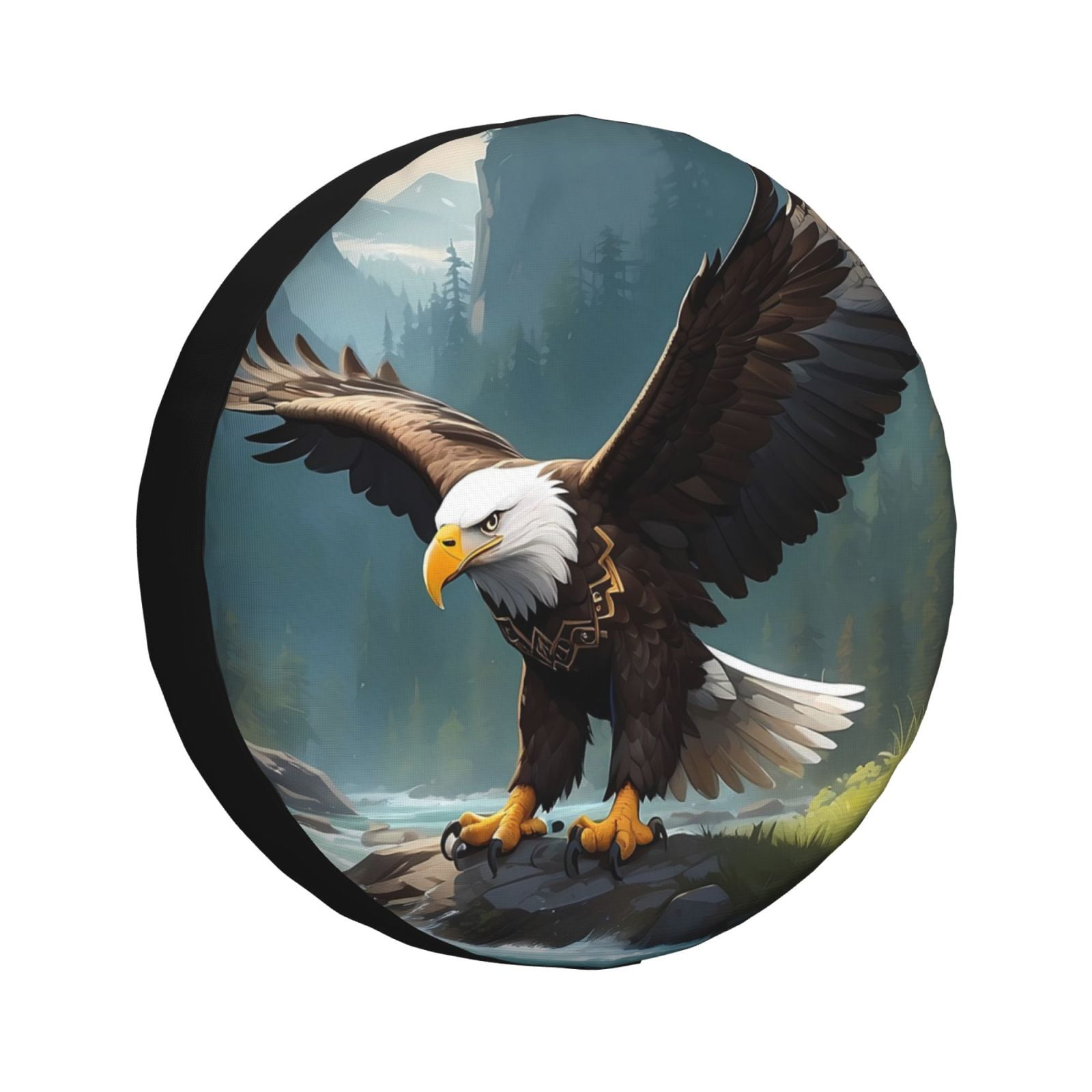 Salouo Forest River Bald Eagle Print Spare Tire Cover 1417 inch Spare