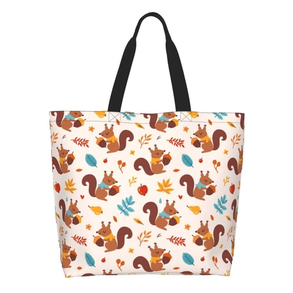 Salouo Forest Squirrel Nuts for Tote Bag for Women - Shoulder Shopping Bag Handbag Hobo Bags Casual Handbags Big Capacity Shopping Work Bag for Travel & Work