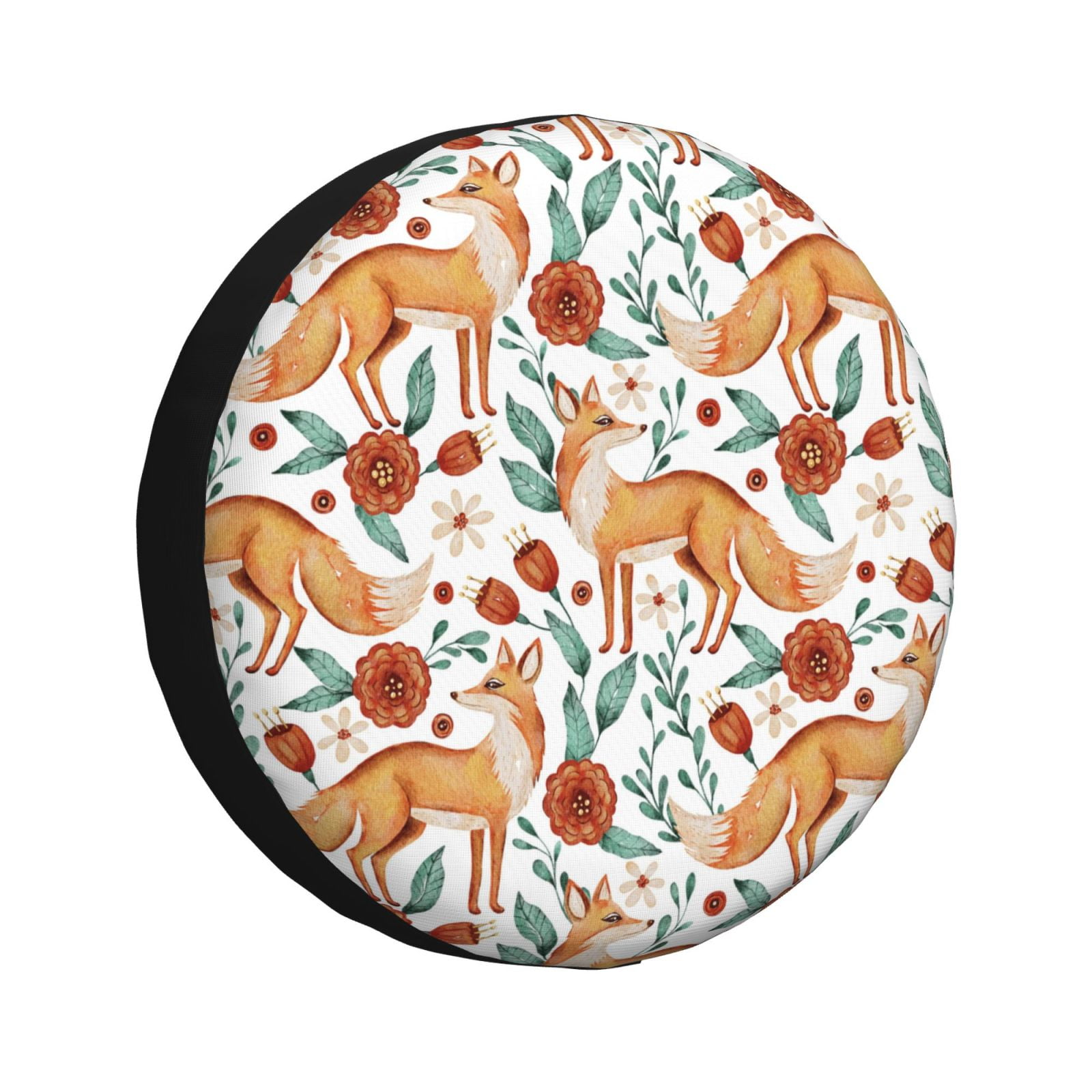 Salouo Foxes and Floral Harmony Print Spare Tire Cover 1417 inch Spare