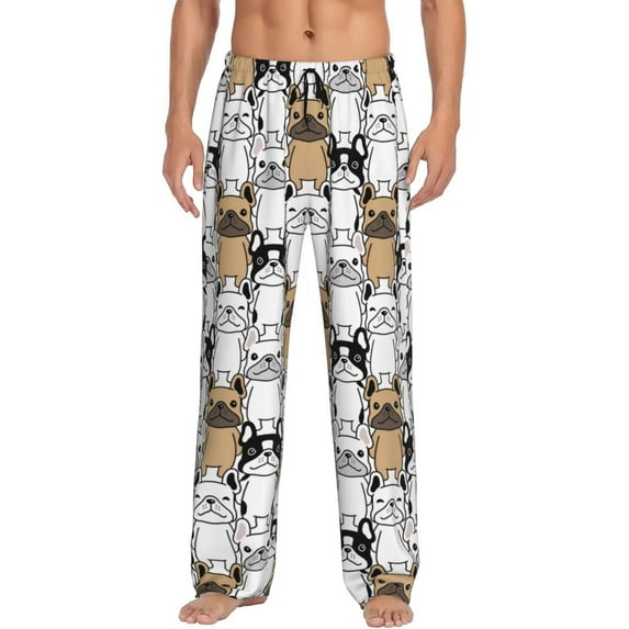 Salouo French Bulldog 2 Print Pajama Pants for Men, Lounge Pants Elastic Waistband Casual Men's sleepwear Loungewear Sleep Pajama Pant -Large