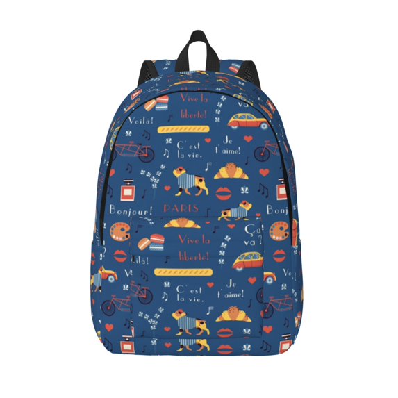 Salouo French Bulldog Dog In Beret for Travel Backpack for Men Women,Casual Laptop Backpack Daypack Business Work Bag for Travel、Hiking、Weekend -Small