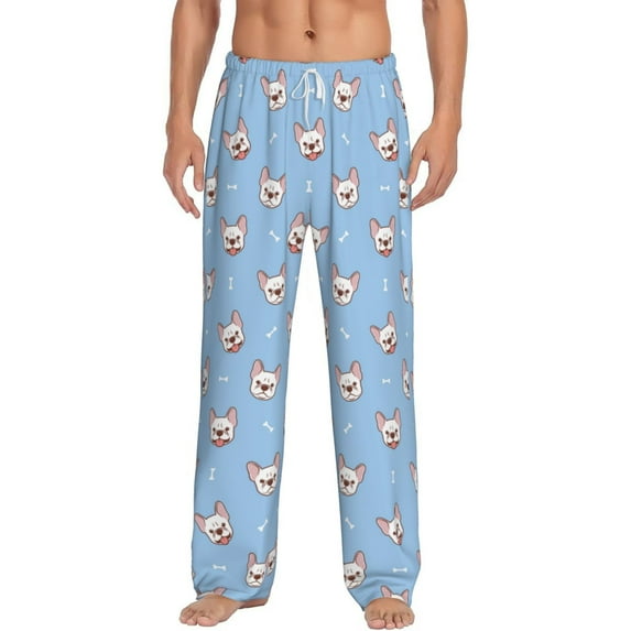 Salouo French Bulldog Head Print Pajama Pants for Men, Lounge Pants Elastic Waistband Casual Men's sleepwear Loungewear Sleep Pajama Pant -XX-Large