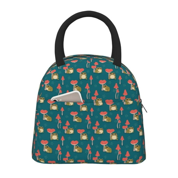 Salouo Frog and Mushrooms for Insulated Lunch Bag for Women/Men - Leakproof Cooler Tote Bag Organizer - Reusable Lunch Box for Office Picnic Hiking Beach-One Size