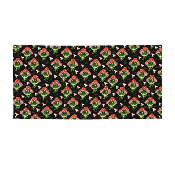 Salouo Frogs In Mushroom Hats Pattern Holiday Banner Outside Party Decoration Banner (1PC) Festival Supplies Fit for Birthday Parties & Celebrations & Chrismas-Medium