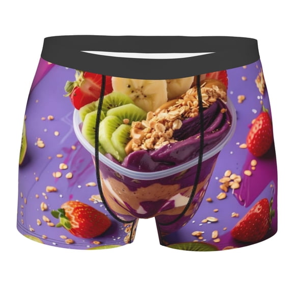 Salouo Fruit Parfait Colorful Print Men's Boxer Briefs,Breathable Underwear Elastic Waistband Briefs for Men -XX-Large