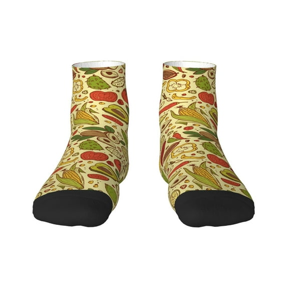 Salouo Fruits And Vegetables Pattern Unisex Middle Tube Socks,Middle-Finger Knee High Socks Over The Calf Tube Stocking Crew Stockings for Women and Men Tube Socks
