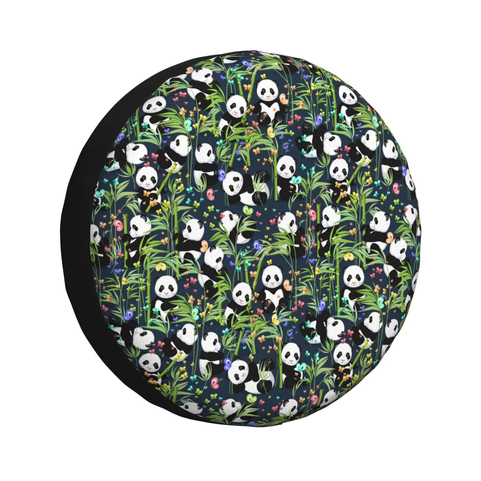 Salouo Fun Panda Playing With Bamboo Leaves Print Spare Tire Cover 14