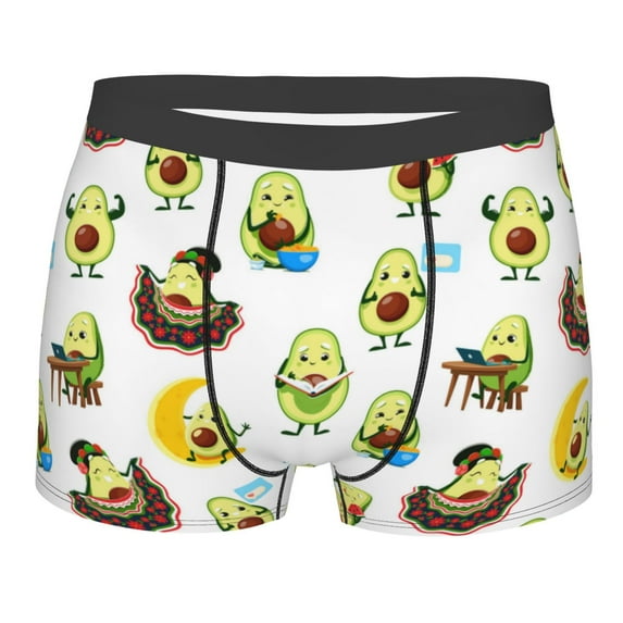 Salouo Funny Avocado In Mexican Clothes Print Men's Boxer Briefs,Breathable Underwear Elastic Waistband Briefs for Men -Small