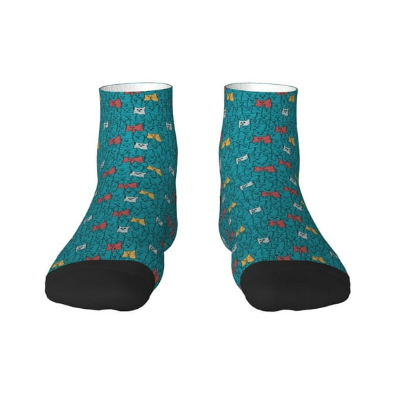 Salouo Funny Cat Blue Pattern Unisex Middle Tube Socks,Middle-Finger Knee High Socks Over The Calf Tube Stocking Crew Stockings for Women and Men Tube Socks