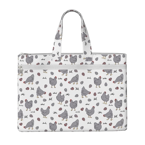 Salouo Funny Chicken for Canvas Tote File Bag, Tote Bag With Zipper Business Briefcase Document Bag with Handle A4 File Organizer Laptop Bag for Travel & Work