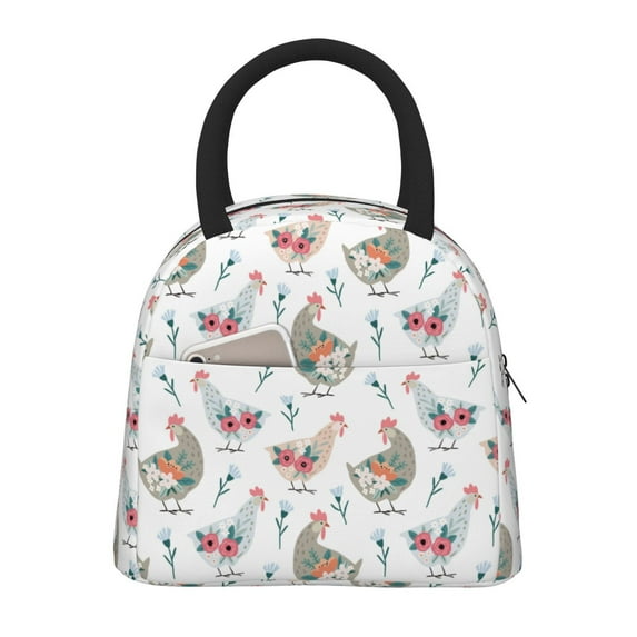 Salouo Funny Chicken for Insulated Lunch Bag for Women/Men - Leakproof Cooler Tote Bag Organizer - Reusable Lunch Box for Office Picnic Hiking Beach-One Size