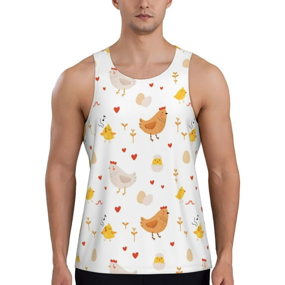 Salouo Funny Chicken for Men's Tank Tops,Sleeveless Muscle Shirts for Men Quick Dry Workout Tank Top Gym Muscle Tee Fitness Bodybuilding Sleeveless T Shirt-Medium